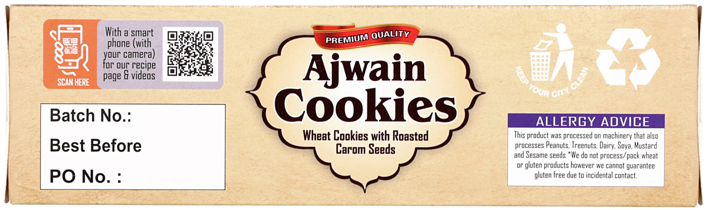 Rani Ajwain Cookies (Wheat Cookies with Roasted Carom Seeds) 14oz (400g) Pack of 3+1 FREE, Premium Quality Indian Cookies ~ All Natural | Vegan | Non-GMO | Indian Origin