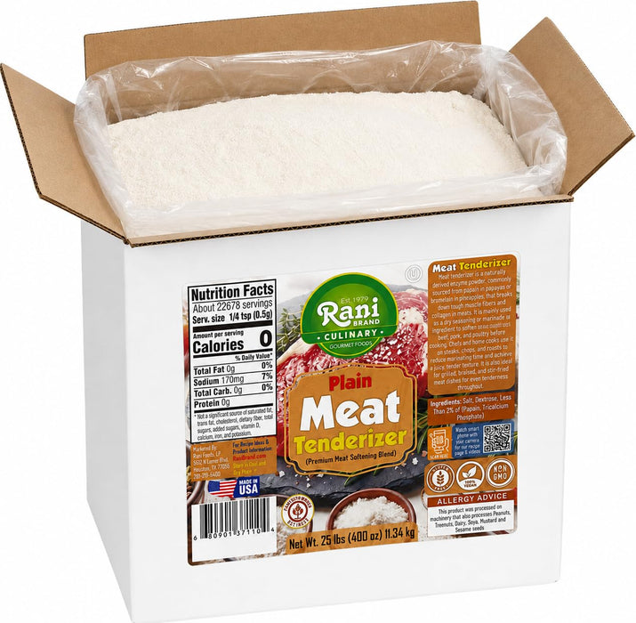 Rani Plain Meat Tenderizer (Premium Meat Softening Blend) 400oz (25lbs) 11.34kg Bulk Box ~ Gluten Free | NON-GMO | Kosher | Vegan | Product of USA