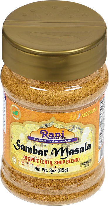 Rani Sambar Masala (Lentil Soup Spice Blend) 3oz (85g) PET Jar ~ Natural | Vegan | No Colors | Gluten Friendly | NON-GMO | Kosher | Indian Origin