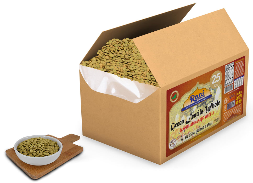Rani Green Lentils Whole 400oz (25lbs) 11.36kg Bulk Box ~ All Natural | Vegan | Gluten Friendly | Non-GMO | Kosher | Product of USA