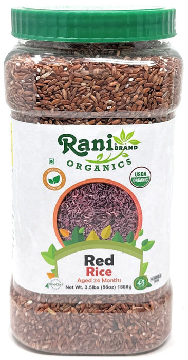 Rani Organic Red Rice Extra Long Aged 56oz (3.5lbs) 1.59kg PET Jar ~ All Natural | Gluten Friendly | Vegan | Indian Origin | Kosher | Export Quality | USDA Certified Organic