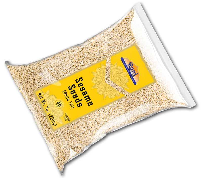 Rani Sesame Seeds Whole White, Hulled (Till) 7oz (200gm) ~ All Natural | Gluten Friendly | NON-GMO | Kosher | Vegan | Indian Origin