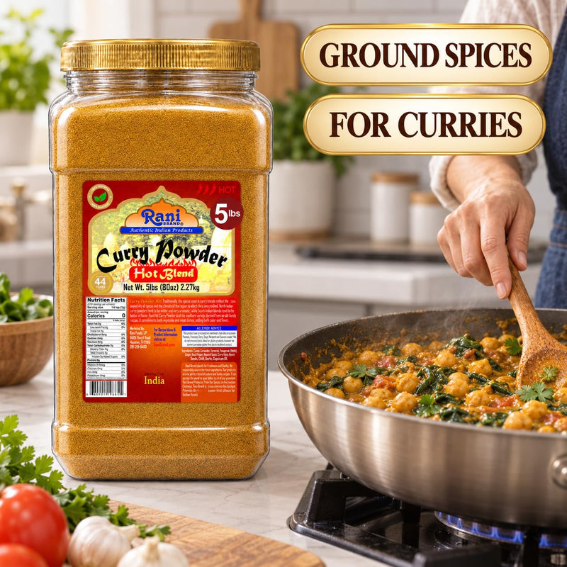 Rani Curry Powder Hot Natural 11-Spice Blend 5lbs (80oz) Bulk ~ Salt Free | Vegan | Gluten Friendly | NON-GMO
