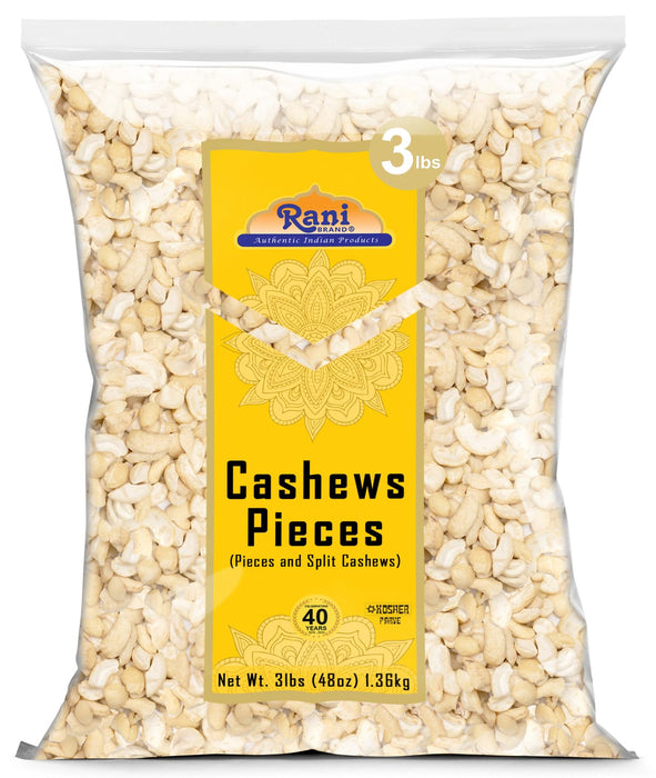 Rani Raw Cashews Halves and Pieces (uncooked, unsalted) 48oz (3lbs) 1.36kg Bulk ~ All Natural, No Preservatives | Vegan | NON-GMO | Kosher | Gluten Friendly