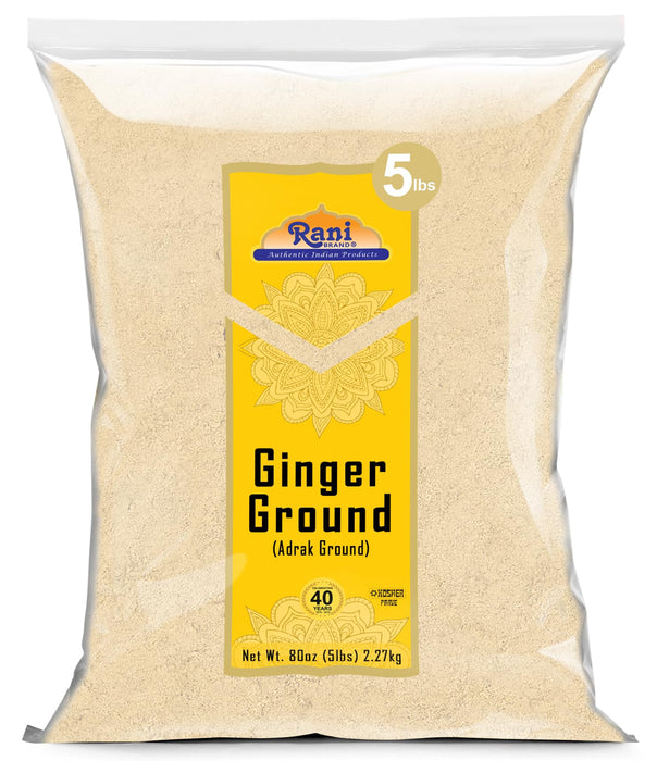 Rani Ginger (Adarak) Powder Ground, Spice 80oz (5lbs) 2.27kg Bulk ~ All Natural | Vegan | Gluten Friendly | NON-GMO | Kosher | Indian Origin