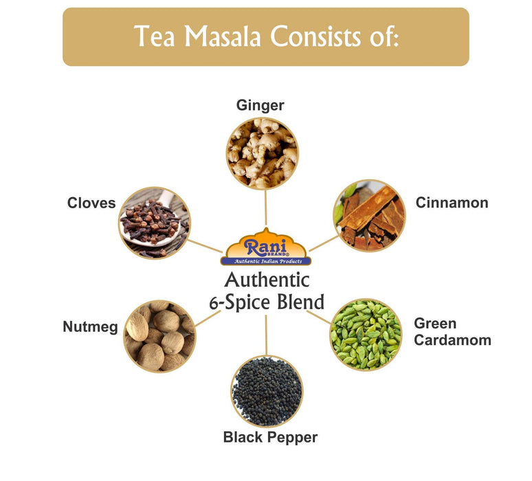 Rani Tea (Chai) Masala Indian Spice Blend 16oz (1lb) 454g Bulk PET Jar, Pack of 6 ~ All Natural | Vegan | Gluten Friendly | Salt & Sugar Free | NON-GMO | No Colors | Indian Origin