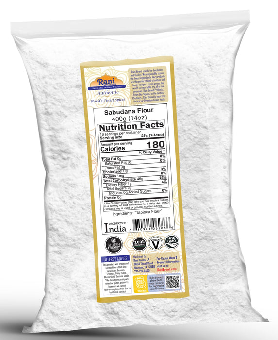 Rani Sabudana Flour (Tapioca/Sago Flour) 14oz (400g) ~ All Natural | Vegan | Gluten Friendly | NON-GMO | Kosher | Indian Origin