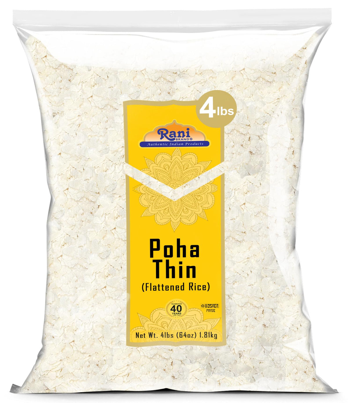 Rani Poha (Powa) Thin Cut (Flattened Rice) 64oz (4lbs) 1.81kg Bulk ~ A ...