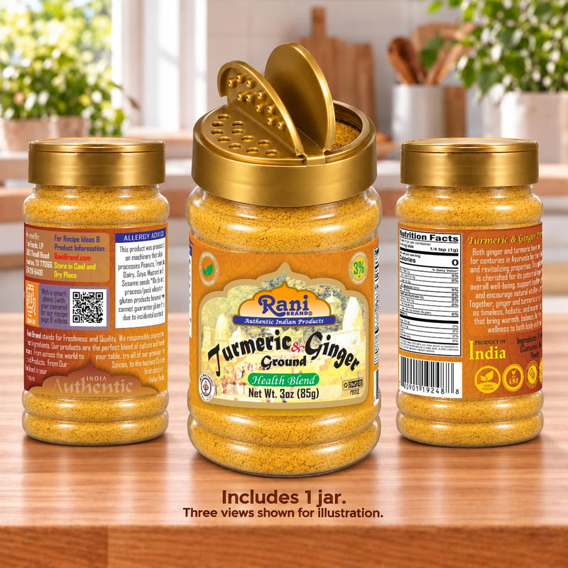 Rani Turmeric Ginger Blend 3oz (85g) PET Jar ~ All Natural | Vegan | Gluten Friendly | NON-GMO | Kosher | Indian Origin