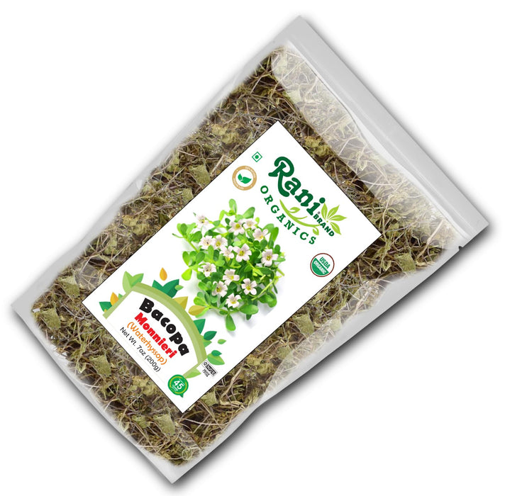 Rani Organic Bacopa Monnieri (Waterhyssop) 7oz (200g) ~ All Natural | No Color | Gluten Friendly | Vegan | Non-GMO | Kosher | No Salt or fillers | Indian Origin | USDA Organic Certified