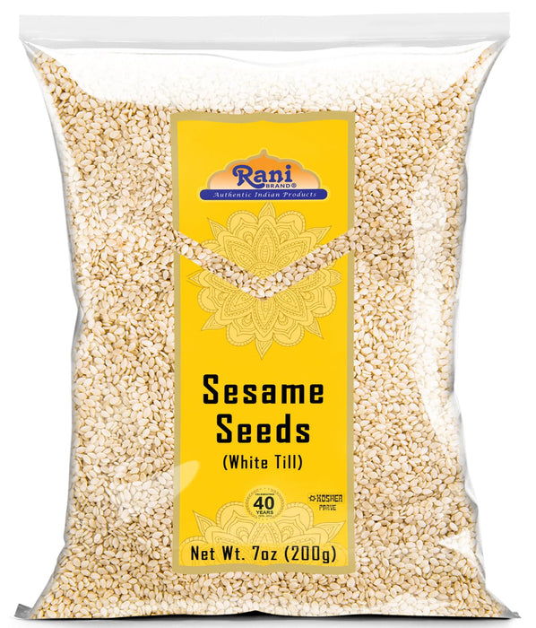 Rani Sesame Seeds Whole White, Hulled (Till) 7oz (200gm) ~ All Natural | Gluten Friendly | NON-GMO | Kosher | Vegan | Indian Origin