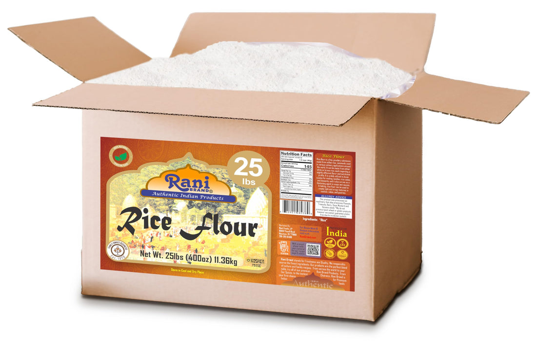 Rani Rice (White) Flour 400oz (25lbs) 11.36kg Bulk Box ~ All Natural | Gluten Friendly | Vegan | NON-GMO | Kosher | Indian Origin