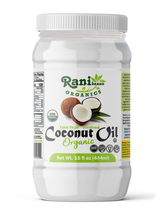 Rani Organic Extra Virgin Coconut Oil, Unrefined 15 fl oz (444ml) Pack of 12, Cold Pressed, NON-GMO | Gluten Free | Kosher | Vegan | 100% Natural | USDA Certified Organic