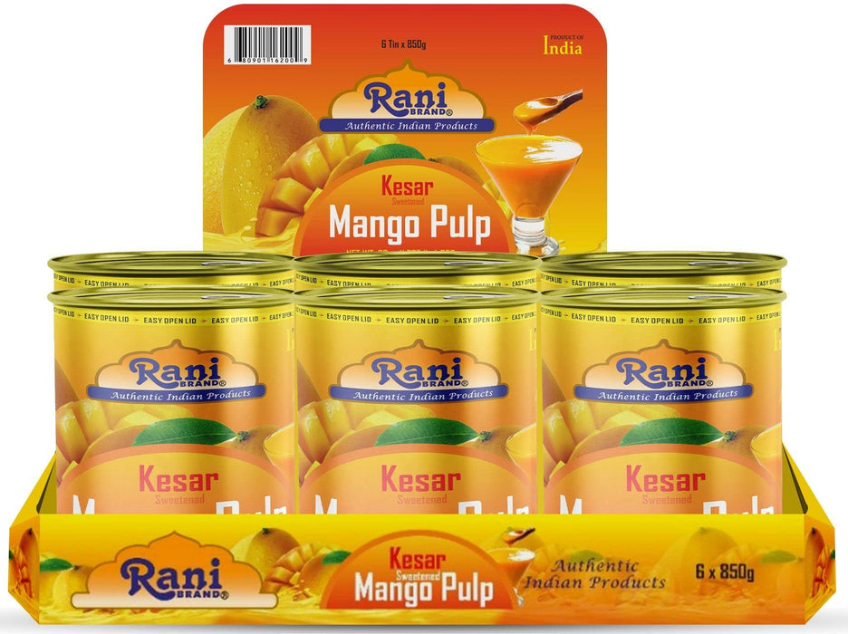 Rani Mango Pulp Puree (Makes Mango Lassi Shakes) Kesar Sweetened 30oz (1.875lbs) 850g Pack of 6, 160 cases Pallet ~ Kosher | All Natural | NON-GMO | Vegan | No colors | Gluten Friendly | Indian Origin