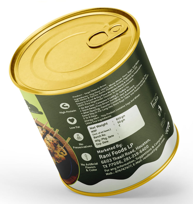 Rani Soya Tikka Italian 30oz (1.875lbs) 850g, Pack of 2, Ready for Cook ~ Easy Open Lid | All Natural | Vegan | No Colors | NON-GMO | Kosher | Indian Origin | Soy Based Meat Substitute