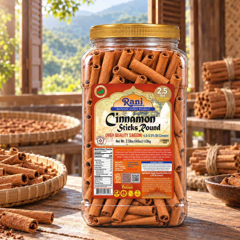 Rani Cinnamon Sticks 40oz (2.5lbs) 1.13kg Bulk PET Jar - 220 -250 Sticks - Strong Aroma, Perfect for Baking, Cooking & Beverages | 3+ Inches Length - Cassia Saigon Cinnamon from Vietnam | Kosher