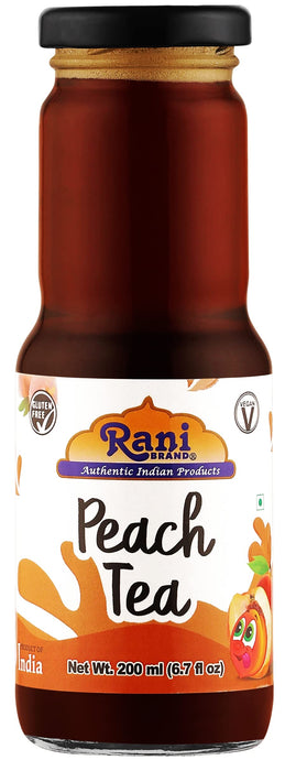 Rani Peach Tea 6.7 fl oz (200 ml) Glass Bottle, Pack of 2 ~ Indian Fruit Beverage | Vegan | Gluten Free | NON-GMO | Indian Origin
