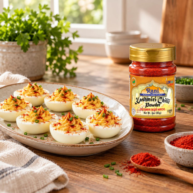 Rani Kashmiri Chili Powder (Deggi Mirch) 3 oz (85 g) Jar - Mild, Low Heat, Rich Red Color for Tandoori, Curry & Deviled Eggs | All Natural, Salt-Free, Vegan, Kosher