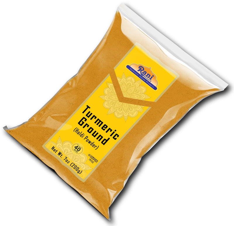 Rani Turmeric (Haldi) Root Powder Spice, (High Curcumin Content) 7oz (200g) ~ All Natural | 100% Pure, Salt Free | Vegan | Gluten Friendly | NON-GMO | Kosher