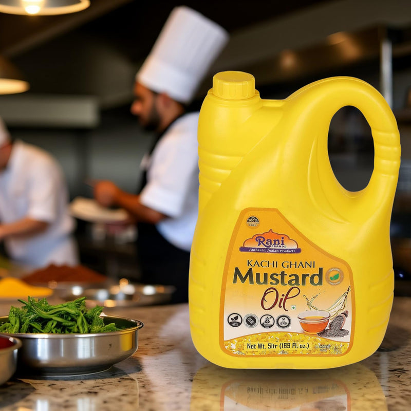 Rani Mustard Oil (Kachi Ghani) 169 Ounce (5 Liter) NON-GMO | Gluten Free | Kosher | Vegan | 100% Natural