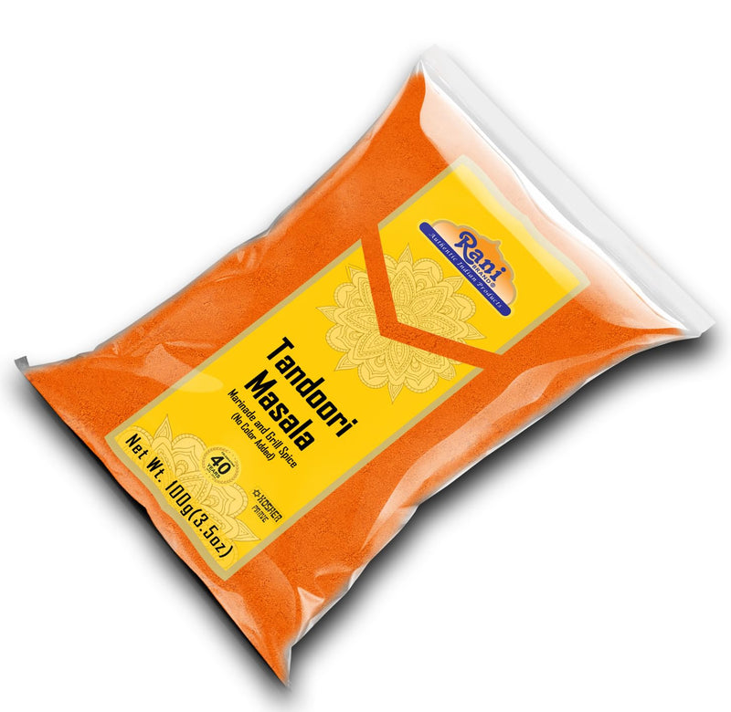 Rani Tandoori Masala (Natural, No Colors Added) Indian 11-Spice Blend 3.5oz (100g) ~ Salt Free | Vegan | Gluten Friendly | NON-GMO | Kosher | Indian Origin