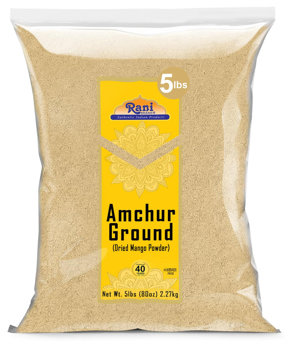 Rani Amchur (Mango) Ground Powder Spice 80oz (5lbs) 2.27kg Bulk ~ All Natural | Gluten Friendly | Vegan | NON-GMO | Kosher | No Salt or Fillers | Indian Origin