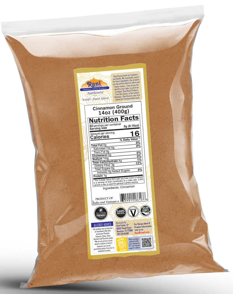 Rani Cinnamon Powder (Ground) Spice 14oz (400g) ~ All Natural | Salt-Free | Vegan | No Colors | Gluten Friendly | NON-GMO | Kosher