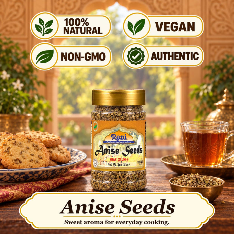 Rani Anise Seeds 3oz (85g) PET Jar ~ All Natural | Gluten Friendly | NON-GMO | Vegan | Indian Origin
