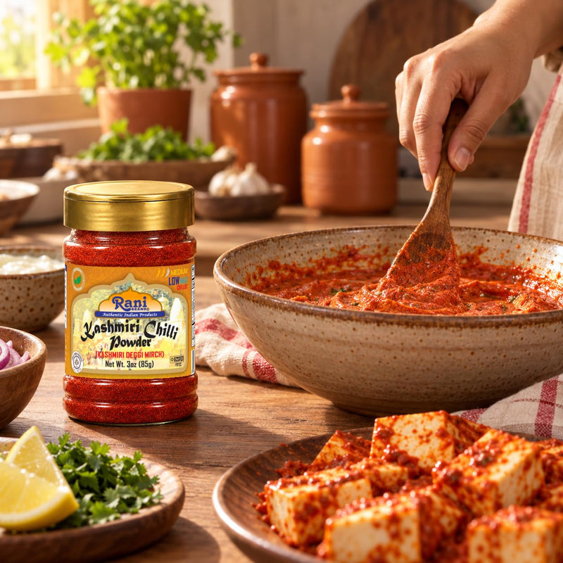 Rani Kashmiri Chili Powder (Deggi Mirch) 3 oz (85 g) Jar - Mild, Low Heat, Rich Red Color for Tandoori, Curry & Deviled Eggs | All Natural, Salt-Free, Vegan, Kosher