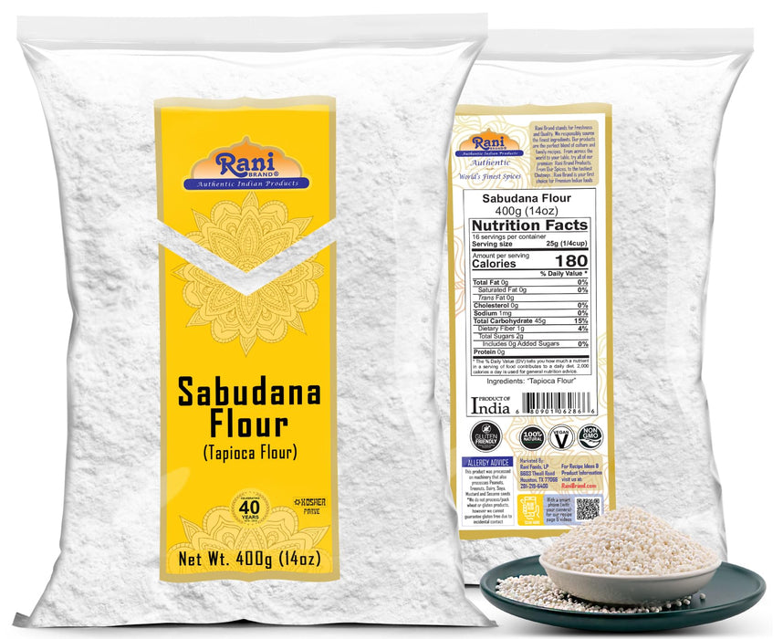 Rani Sabudana Flour (Tapioca/Sago Flour) 14oz (400g) ~ All Natural | Vegan | Gluten Friendly | NON-GMO | Kosher | Indian Origin