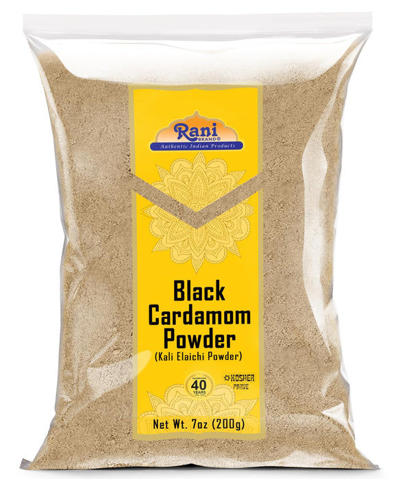 Rani Black Cardamom Powder (Kali Elachi) Indian Spice 7oz (200g) ~ All Natural | Vegan | Gluten Friendly | NON-GMO | Kosher | Indian Origin | Smokey, Tsaoko, Cao Guo, Bach Dan Khau, Badi