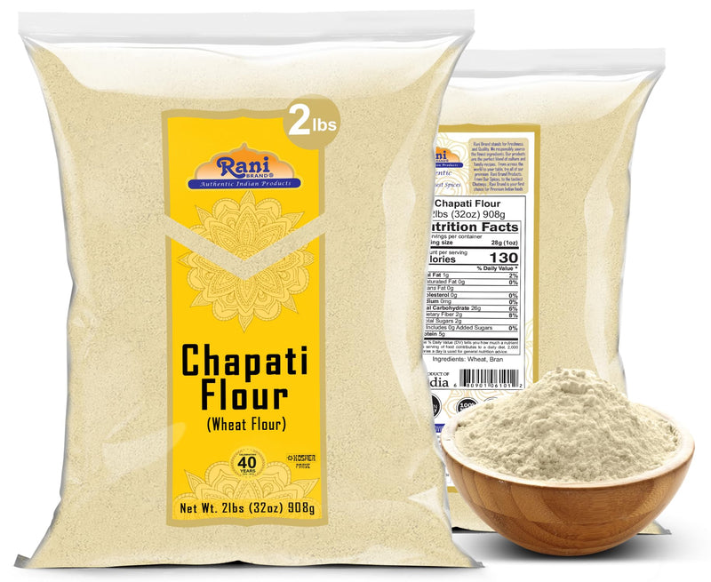 Rani Chapati Flour (100% Pure Whole Wheat Atta), For Making Roti & Indian Breads 32oz (2lbs) 908g ~ All Natural | Vegan | No Salt or Colors | NON-GMO | Kosher | Indian Origin