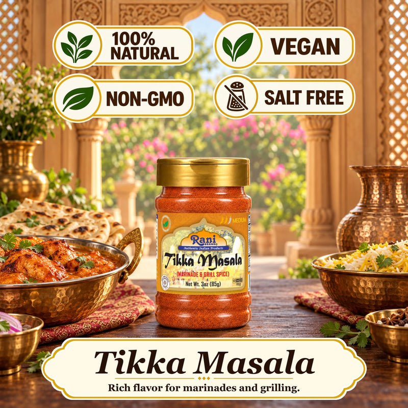 Rani Tikka Masala Indian 7-Spice Blend 3oz (85g) ~ All Natural, Salt-Free | Vegan | Kosher | No Colors | Gluten Free Ingredients | NON-GMO