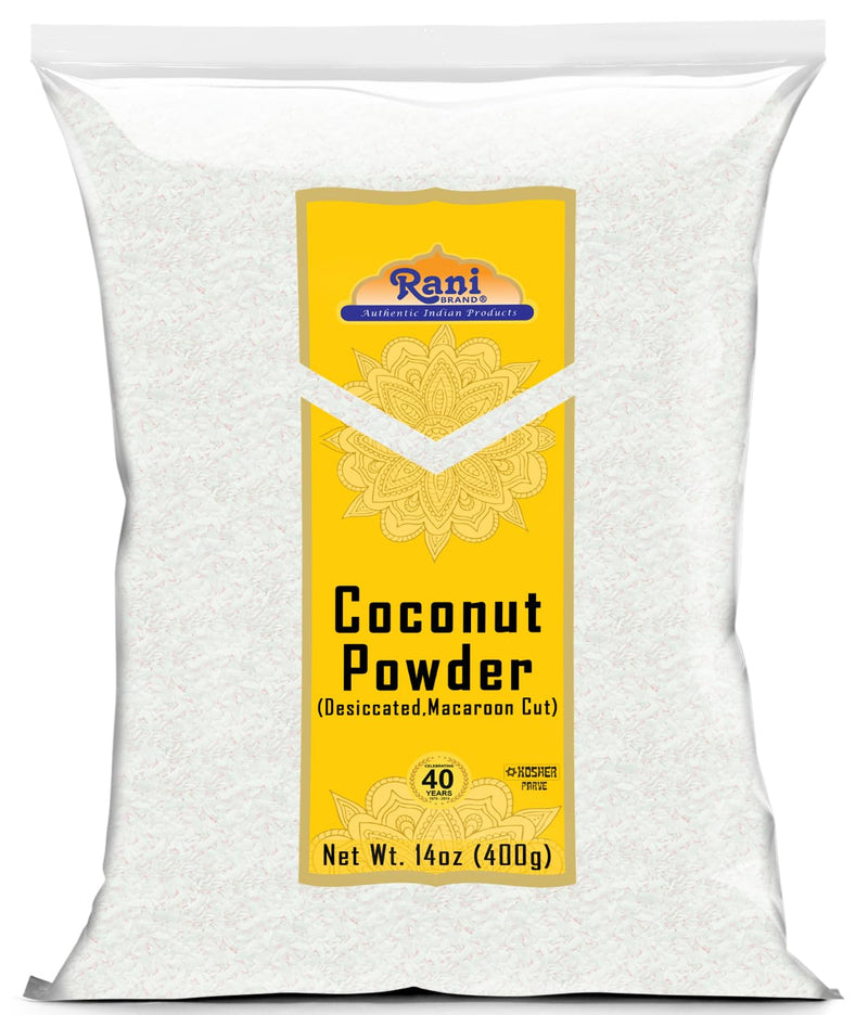 Rani Coconut Fine Powder (Desiccated, Macaroon Cut) 14oz (400g) Raw (uncooked, unsweetened) ~ All Natural | Vegan | Kosher | Gluten Free Ingredients