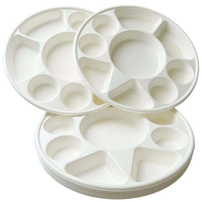 Rani Round Biodegradable Divided Plates, Pack of 25, 9 Compartments ~ Disposable & Eco-Friendly | 12.44" Diameter, 1.38" Thickness | Heavy-Duty and Sturdy Disposable Bagasse Plates | Premium Quality