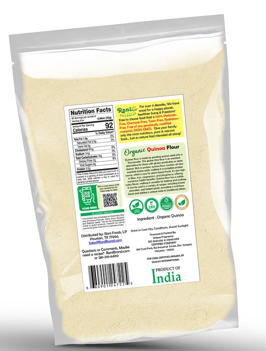 Rani Organic Quinoa Flour (Incan Grain) 32oz (2lbs) 908g ~ All Natural | Vegan | Gluten Friendly | NON-GMO | Kosher | Indian Origin | USDA Certified Organic