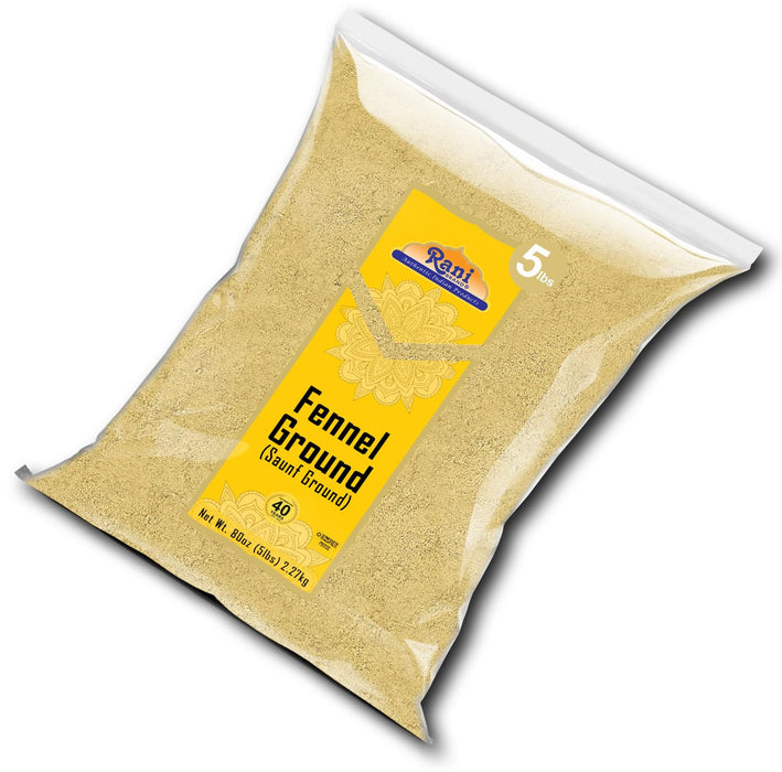 Rani Fennel Ground (Saunf) Powder Spice 80oz (5lbs) 2.27kg Bulk ~ All Natural | Gluten Friendly | NON-GMO | Kosher | Vegan | Indian Origin