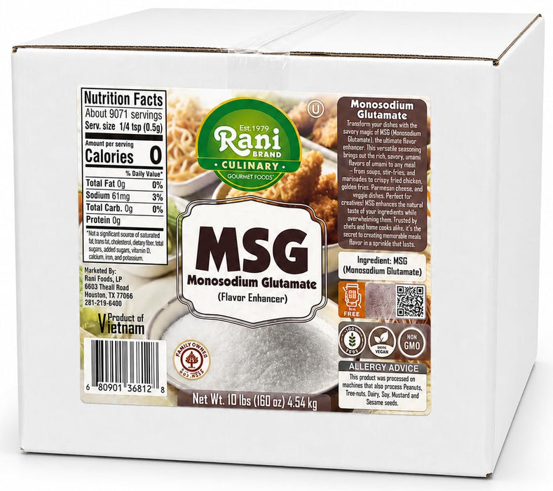 Rani MSG (Monosodium Glutamate) 160oz (10lbs) 4.54kg Bulk Box ~ Gluten Free | NON-GMO | Kosher | Vegan | Product of Vietnam