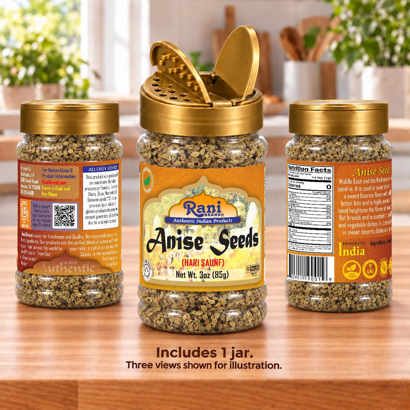 Rani Anise Seeds 3oz (85g) PET Jar ~ All Natural | Gluten Friendly | NON-GMO | Vegan | Indian Origin