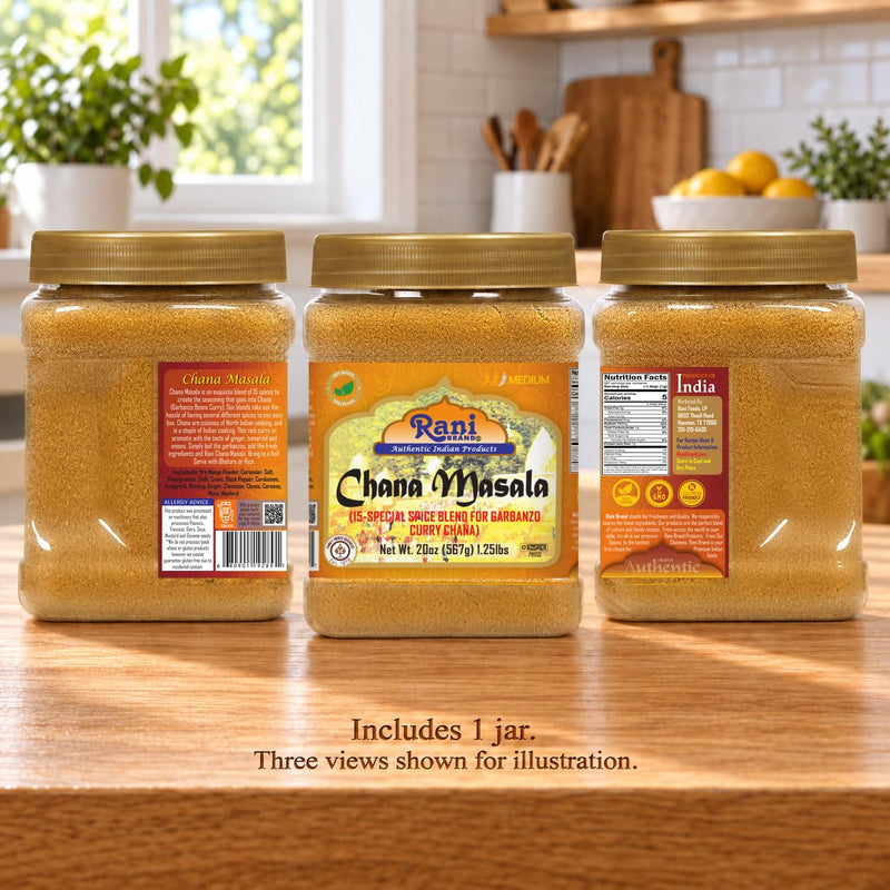 Rani Chana Masala (Garbanzo Curry 15-Spice Blend) 20oz (1.25lbs) 567g PET Jar ~ All Natural | Vegan | No Colors | Gluten Friendly | NON-GMO | Kosher | Indian Origin