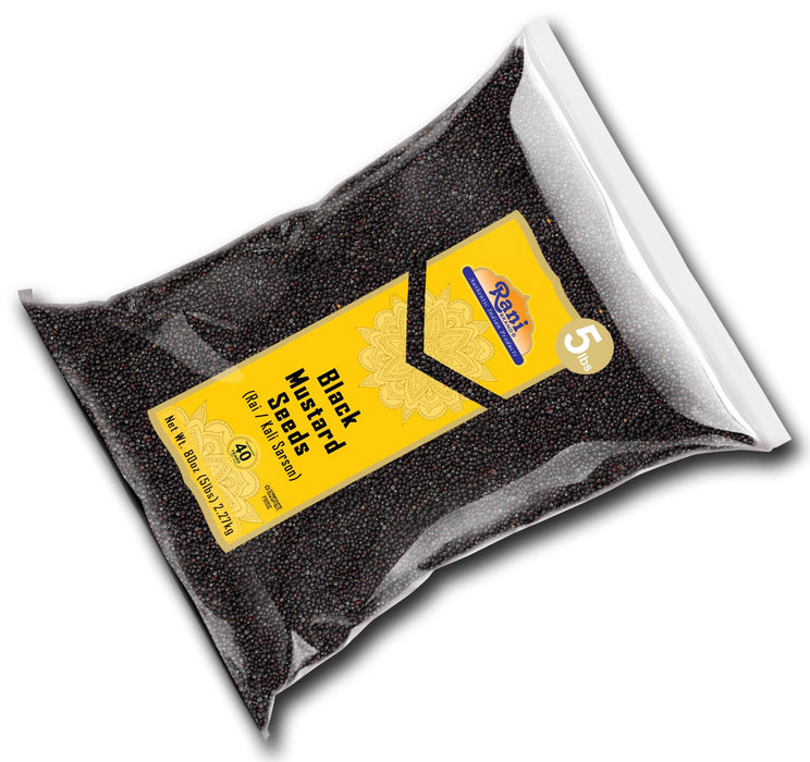 Rani Black Mustard Seeds Whole Spice (Kali Rai) 80oz (5lbs) 2.27kg Bulk ~ All Natural | Gluten Friendly | NON-GMO | Kosher | Vegan | Indian Origin