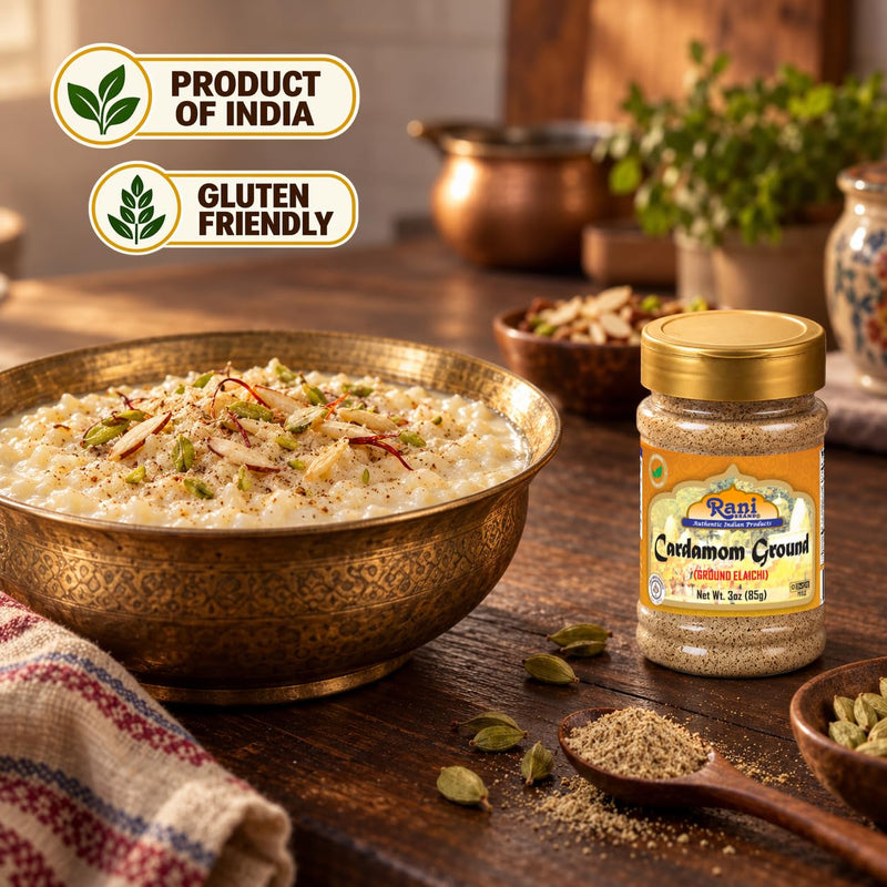Rani Cardamom (Elachi) Powder 3oz (85g) PET Jar ~ All Natural | No Color added | Gluten Friendly | Vegan | NON-GMO