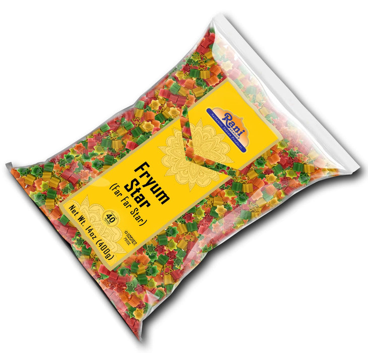 Rani Far Far / Fryums (Wheat & Tapioca Pellet) Star Shape 14oz (400g) ~ Vegan, Kosher, Uncooked, Used to Make Papad, Bhungra / Chip Snack