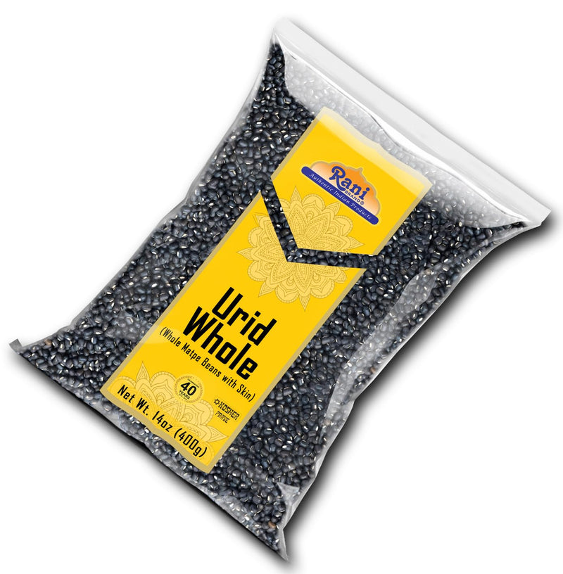 Rani Urid/Urad Whole Black (Matpe Beans with Skin) Indian Lentils 14oz (400g) ~ All Natural | Gluten Friendly | NON-GMO | Vegan | Indian Origin