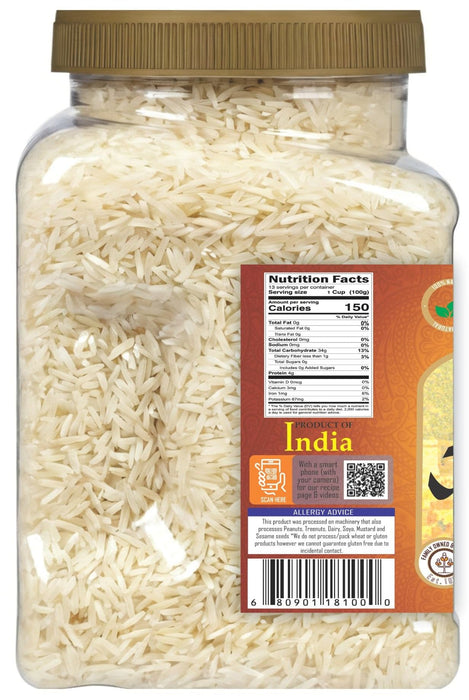Rani Platinum White Basmati Rice Extra Long Aged, 48oz (3lbs) 1.36kg PET Jar ~ All Natural | Vegan | Kosher | Gluten Friendly | Indian Origin