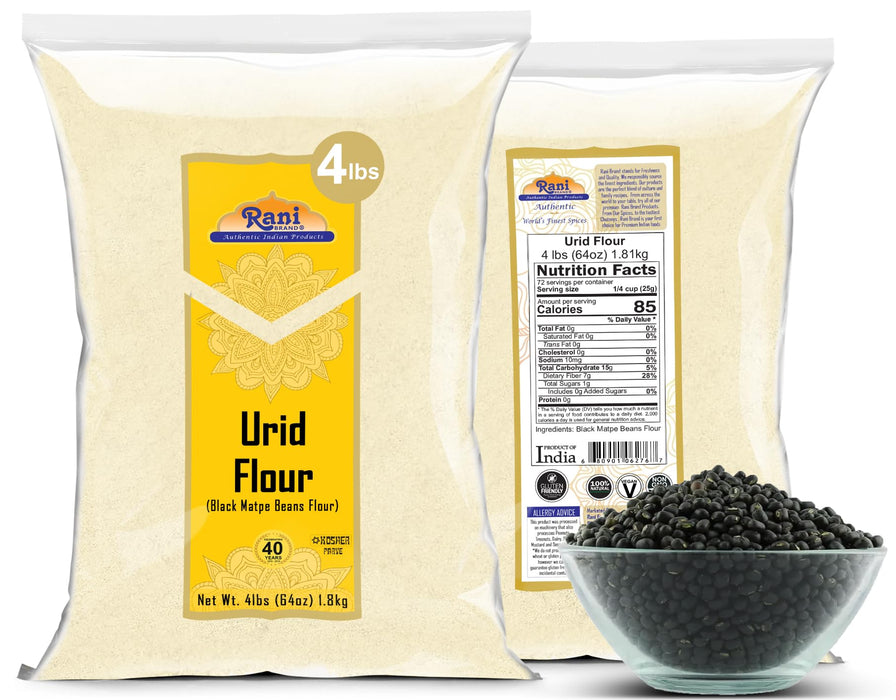 Rani Urid/Urad Flour (Black Matpe Beans Flour) 64oz (4lbs) 1.81kg Bulk ~ All Natural | Vegan | Gluten Friendly | NON-GMO | Kosher | Indian Origin