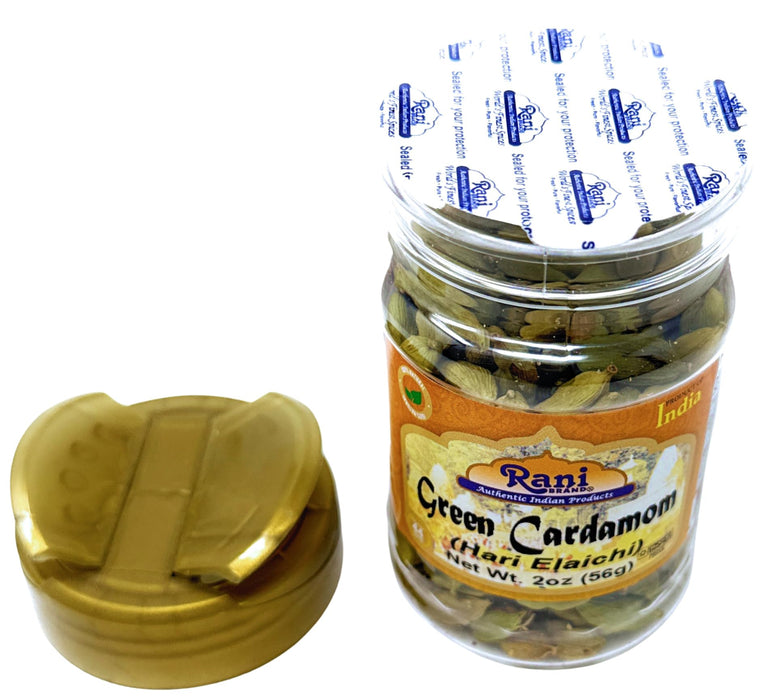 Rani Green Cardamom Pods Spice (Hari Elachi) 2oz (56g) PET Jar ~ All Natural | Vegan | Gluten Friendly | NON-GMO | Kosher | Product of India