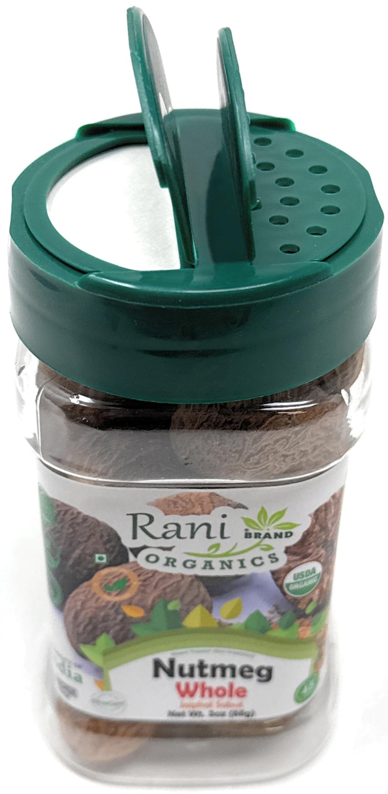Rani Organic Nutmeg (Jaiphul) Whole Spice, 17-19 Pieces, 3oz (85g) PET Jar ~ All Natural | Vegan | Gluten Friendly | NON-GMO | Kosher | Indian Origin | USDA Certified Organic