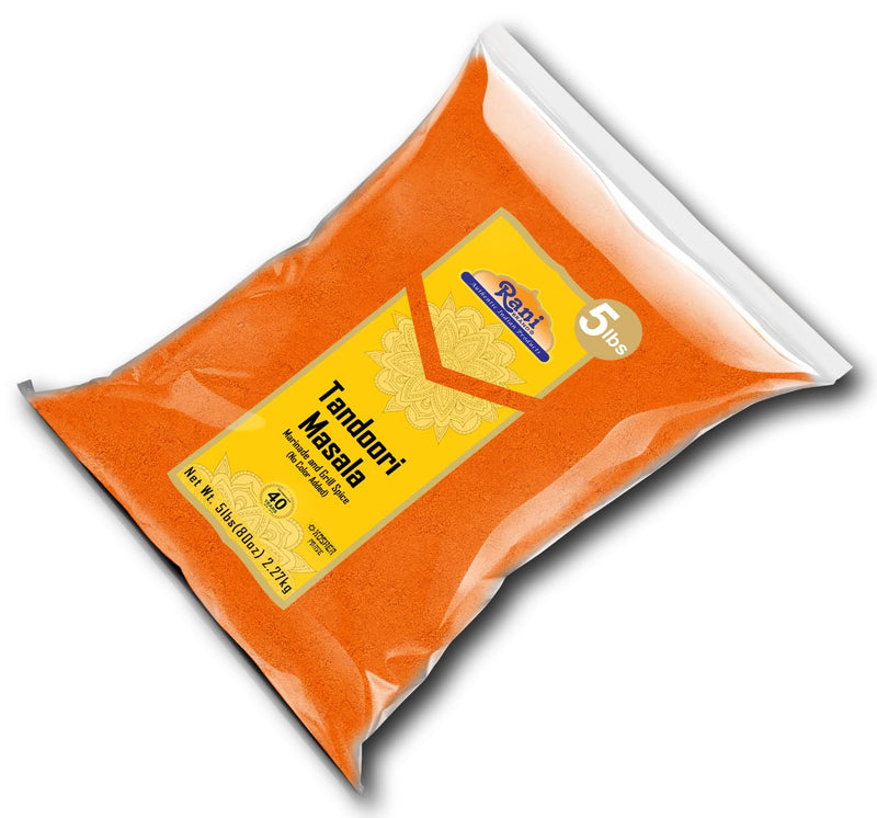 Rani Tandoori Masala (Natural, No Colors Added) Indian 11-Spice Blend 80oz (5lbs) 2.27kg Bulk ~ Salt Free | Vegan | Gluten Friendly | NON-GMO | Kosher | Indian Origin