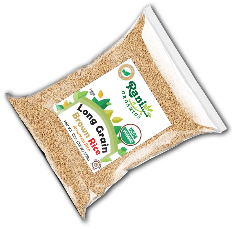 Rani Organic Long Grain Brown Rice 32oz (2lbs) 908g ~ All Natural | Gluten Friendly | Vegan | Non-GMO | Kosher | Product of USA | USDA Certified Organic